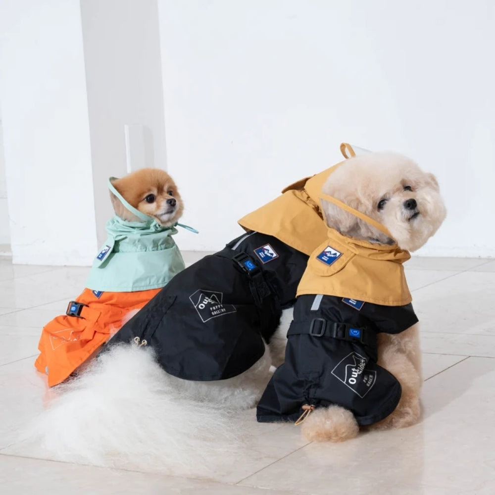 Puppy Gallery All Weather Water Shield Poncho - Black